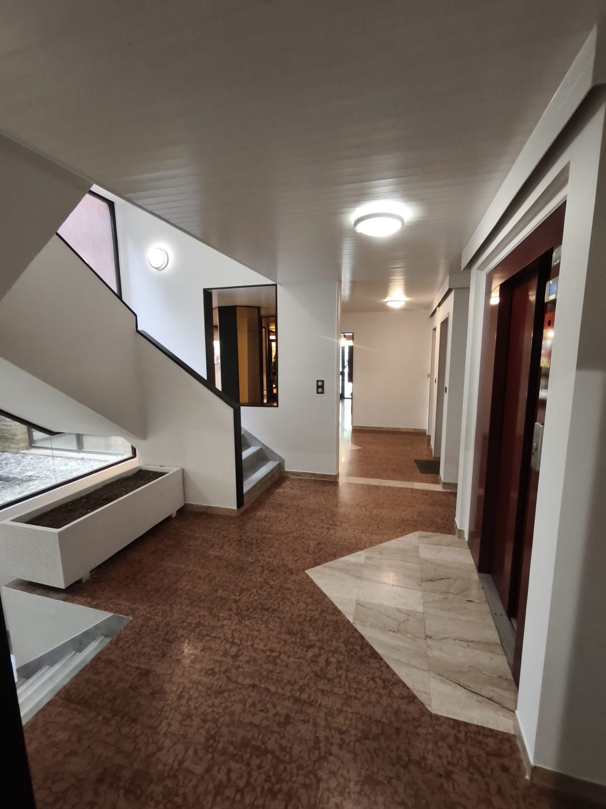 Hall d'entrée d'immeuble rénové, clair et lumineux, à Toulouse