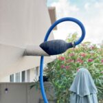 Obturateur gonflable en place dans la pissette de la terrasse pour la mise en charge à Toulouse
